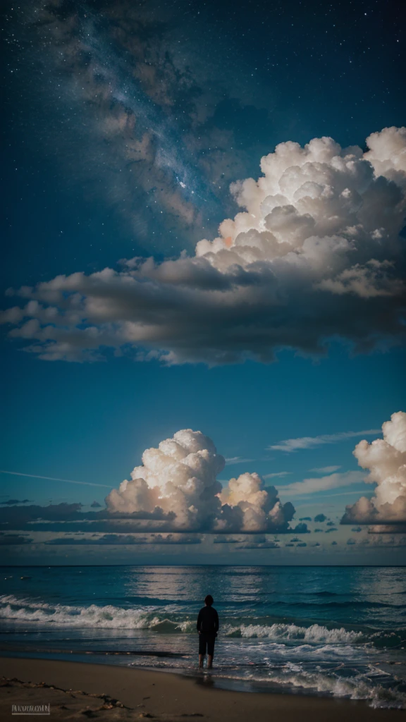 Make a nebula with clouds at the beach