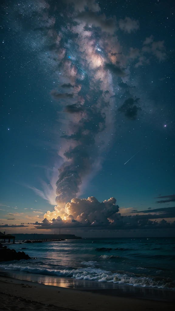 Make a nebula with clouds at the beach