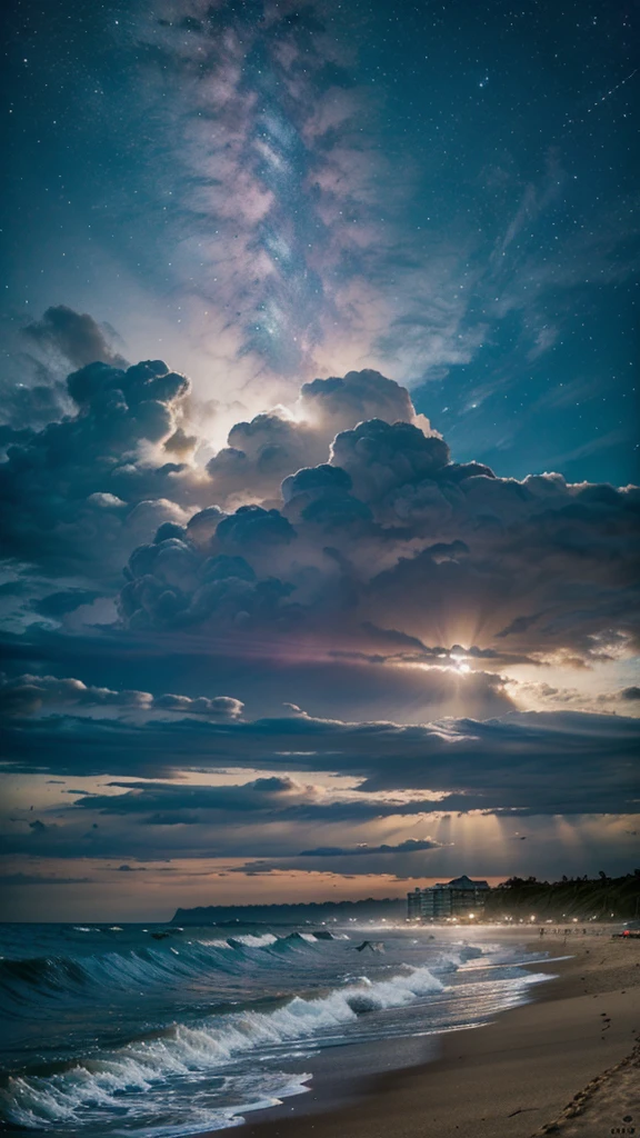 Make a nebula with clouds at the beach