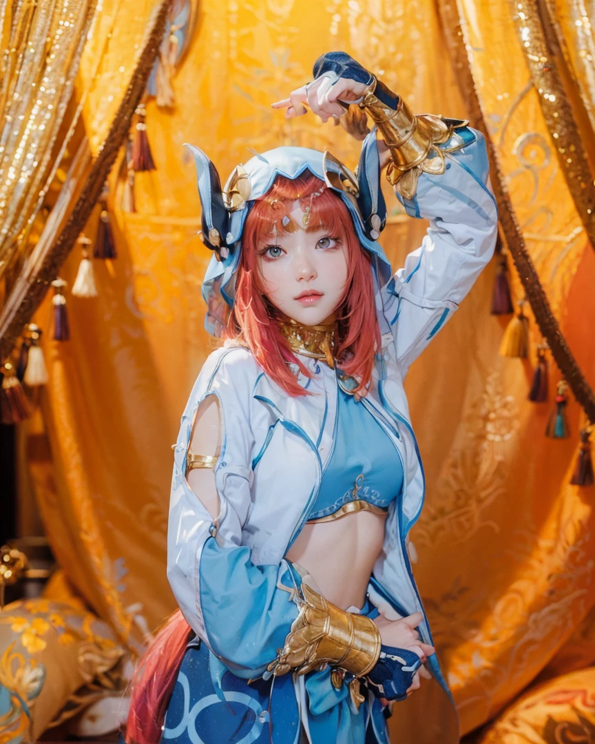 ((NILOU_GENSHIN IMPACT)),((realistic, photorealistic)),(highlight hair)), Light reflection, (( HD )),((upper body)), (((best quality, masterpiece))), (masterpiece) (best quality) (detail) (8k) (HDR) (wallpaper) (cinematic lighting) (sharp focuasterpiece, best quality: 1.1), Real life adaption of this character, Asian beauty face, Shining green eyes, realistic outfit, realistic shadow, realistic light, realism, hyper realistic, realistic background,Realistic hair, realistic hair at the back,(photorealistic:1.2), 1girl,