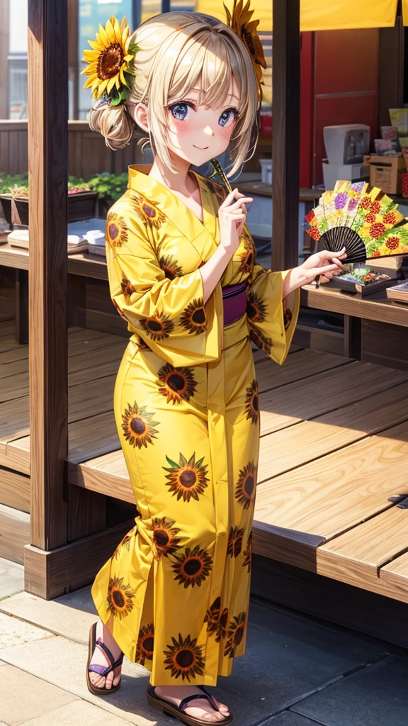 Sunflower yukata　Cute Girls　stall　fan

