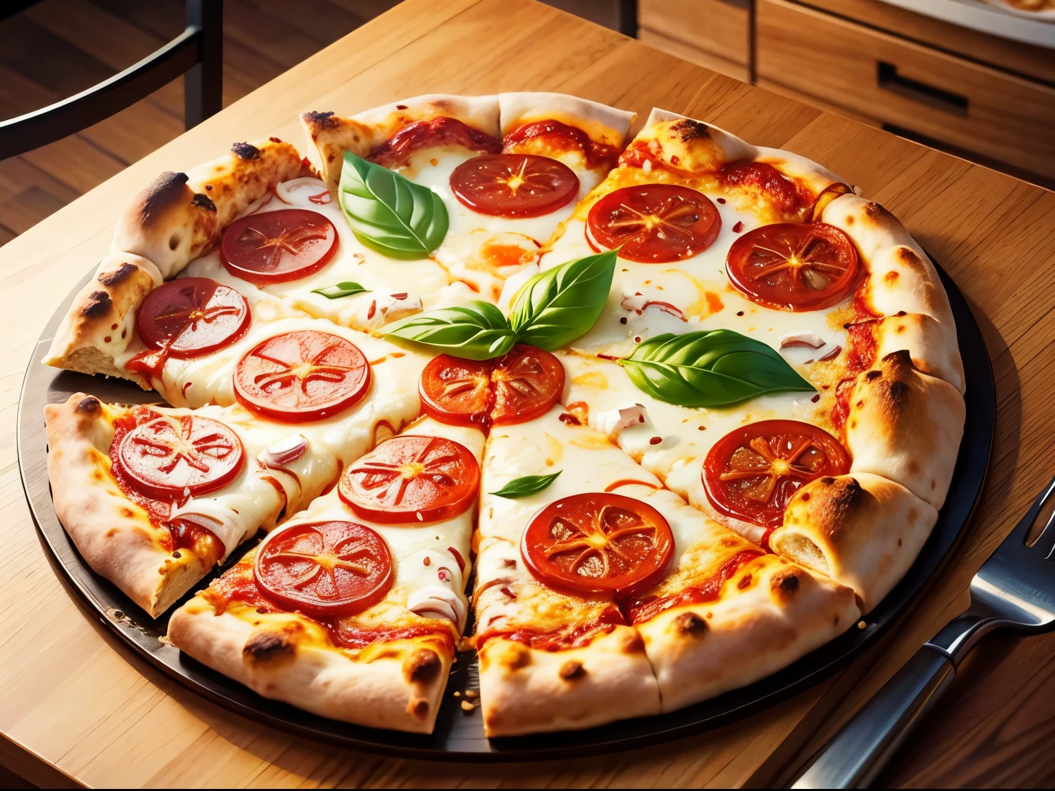 pizza, on desk