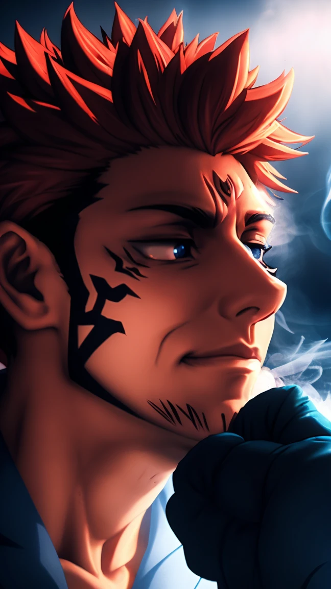 Woman, Ryomen Sukuna, high qualiy, lighting, anger smoke