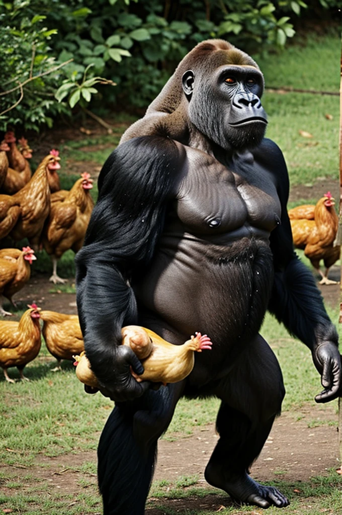 A gorilla and chicken combined