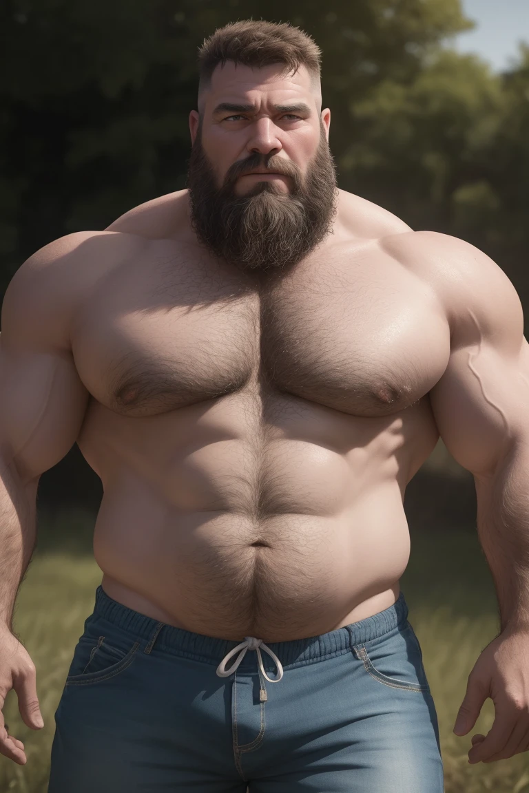 8K HIGH RESOLUTION HDR Very Extremely Realistic Very Detailed High Quality Create a professional studio-style 8K HDR Very Real photograph featuring a middle-aged daddy rugged bodybuilder muscle bears man , burly, very realy detailed hairy, 8K very realistic beared big daddy muscle bear,  and 8K very realistic detailed rugged burly man in shorts. Very Realistic detailed shorts, very realistic hair, very realistic beards, very realistic thick chubby fat neck, very realistic neck lines, very realistic detailed neck, very realistic belly, very realistic burly chest, very realistic detailed hairy burly strong chest and arms, very realistic detailed hairy burly strong chest and arms, very realistic pecs, very realistic burly muscle bear body, very realistic nipples, very realistic burly muscle bear body, very realistic face, very realistic detailed face, very realistic eyes, very realistic detailed eyes, very realistic pupils, very realistic detailed pupils, very realistic nose, very realistic ears, very realistic facial features, very realistic burly arms, very realistic elbows, very realistic hands, very realistic pecs, very realistic bellybutton, very realistic human man body, very realistic bellybutton, very realistic wrists, very realistic fingers, very realistic fingernails, very realistic shoulders, very realistic mouth, very realistic lips, very realistic detailed skin, very realistic skin, very realistic mens clothing, very realistic detailed mens clothing. 8K HDR Very Realistic Hairy Bearded Burly Muscle bear Photoshoot, A very realistic burly muscle bear man in a Farm,  8K HDR Very Realistic Intricately Detailed, 8K HDR very realistic detailed Farm surroundings, 8K HDR very realistic surroundings lighting, No Deformities, captured with a 85mm lens by a world famous photographer, 8K HDR Very Ultra Realistic and 8K HDR Very Realistic Photograph, 8K HDR Clear HDR Quality full with very realistic real details 