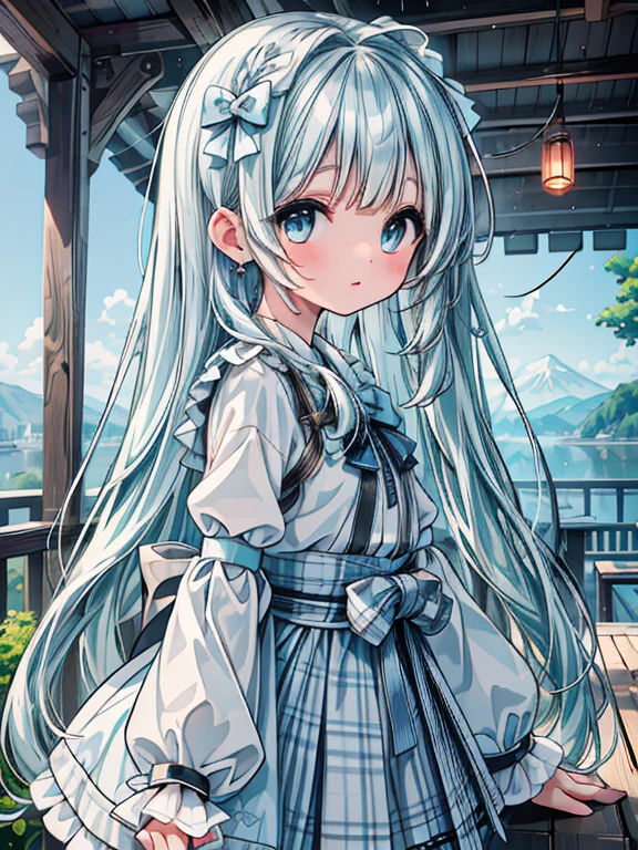 masterpiece, best quality, extremely detailed, (illustration, official art:1.1), 1 girl ,(((( light blue long hair)))),,(((( light blue long hair)))),light blue hair, long hair ((blush)) , cute face, big eyes, masterpiece, best quality,(((((a very delicate and beautiful girl,))))),Amazing,beautiful detailed eyes,blunt bangs、((((little delicate girl)))),tareme(true beautiful:1.2), sense of depth,dynamic angle, ,flat chest, (masterpiece, highest quality), Beautiful illustrations, (Natural Side Lighting, Cinema Lighting), ,
View your viewers, (From behind), whole body, 1 girl, Japanese, high school girl, Perfect Face, Perfect Eyes, Cute and symmetrical face, Sunburn, Shiny skin, White skin, thin,
Long Eyelashes, 
((Collared short-sleeved shirt, White shirt, , Grey plaid pleated skirt, Blue checked bow tie), Wrist Chakra), White panties,
(((shibari over clothes, Put your arms behind your back)), , shibari, Arms tied, Bound breasts),
(Beautiful views), Daytime, (Are standing), (Cute smile, Upward glance),  , Earrings, necklace, Bracelet, Caster wheel, first round, ,  Tortoiseshell binding