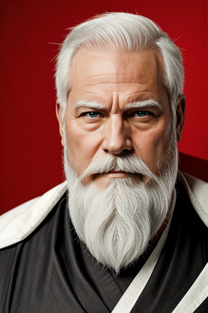 anime, man, by white, White beard, Red eyes