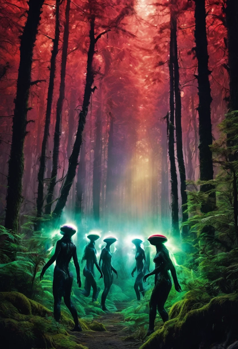 Best quality, masterpiece, ultra high res , RAW photo, (photorealistic : 1.4 ) , moonlight , full body portrait, stunningly beautiful, group, 3 girls, green hair, dynamic posing, (bare naked : 1.5) , hard nipples, exposed vagina, ( low twintails : 1.2 ) , small breasts , (detailed face), vibrant eyes, ginger hair, (view from_below ) , She harnessed dark powers, cunning sorceress , at [ A dark and twisted version of our own world ruled by a powerful evil force. : A planet that exists in a state of eternal day or night : 0.75 ] , ( very detailed background, detailed face, detailed complex busy background : 0.8 ) , messy, ornate, Translucent colors, perfect hands, perfect feet, (HDR:1.2)