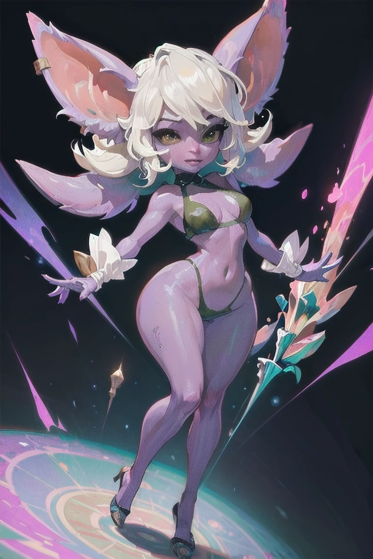 Sexy pose with her characteristic clothes , full body size, full body and shoes, sexy body, detailed body big tits, great figure, ultra detailed, Beauty Model, coquette, Tristana, League of Legends