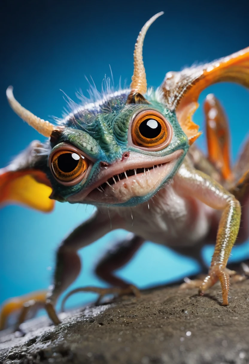 (((Extreme close-up strange creatures Critters merged with a Gremlins front images color images Splash)))