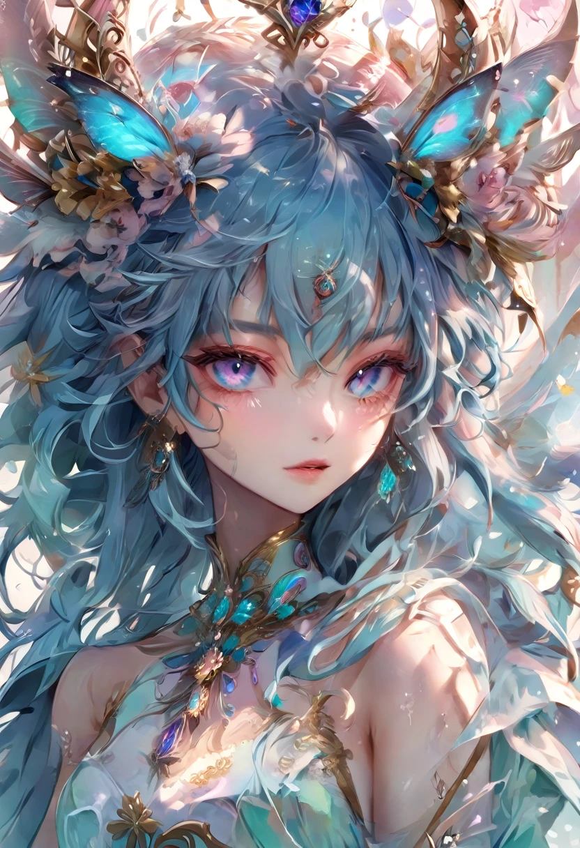 Qt/partagez votre beauté cheveu rosée aux yeux bleus.Anime, démon féminin dans un décor fantastique,  mangeant une glace 