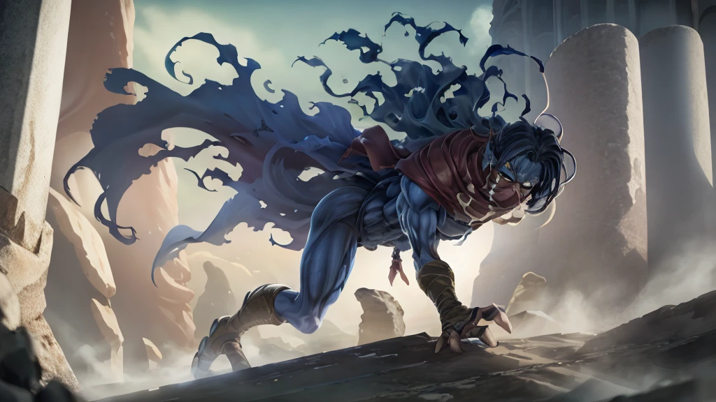 realistic photo of raziel (flying in the sky :1.5) in dark city sky , soul reaver in right hand , wearing neck gaiter , dark fantasy style, ,high res, (detailed realistic image:1), insane details, soft, pupils, (expressive face, detailed face:1), (realistic:1), (photorealistic, photo-realistic:1), full color, (3d:1), (highly detailed:1.2), masterpiece, 8k uhd,