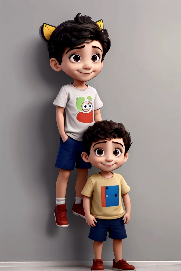 Treatment, solo boy, background school, boy standing looking at camera and smiling, wall with alphabet, shorts and plain shirt