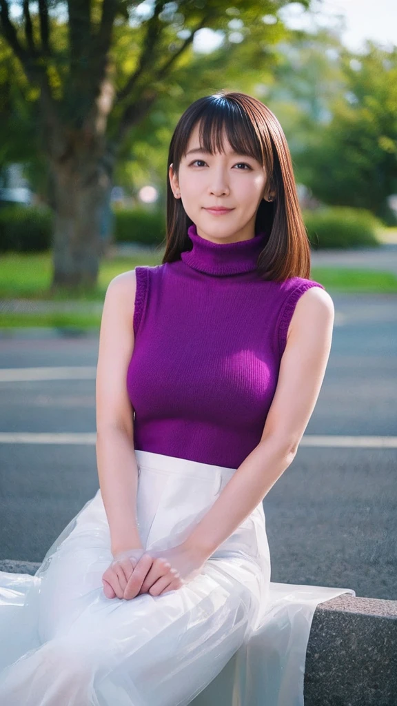 1female,beauty,Beautiful Face,Detailed face、10th Generation、smile、(An embarrassed look with blushing cheeks:1.35)、Crouch down and observe the audience,A dignified appearance、((Plump Style))、(Heavy, sagging breasts:1.5),(Sleeveless knitted turtleneck:1.4)，Grey clothes、(translucent:1.5),(Cleavage:1.35),Thighs, thighs, thighoderate wrinkles on the skin、Sweating、Front view,Ultra-realistic,Ultra-high resolution,highest quality,8k,masterpiece，(Shot in bed:1.3)、full nude、