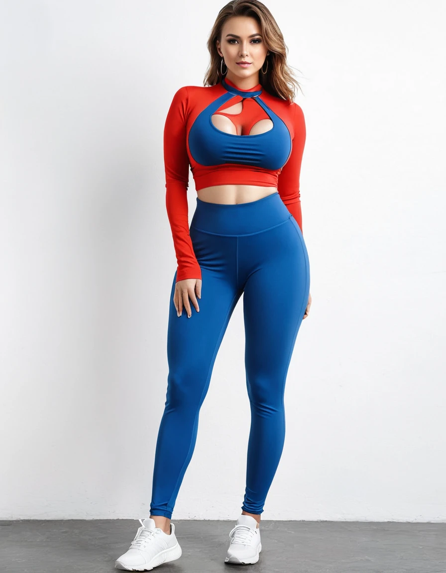 A sexy women with big breast Miderise leggings and hater top