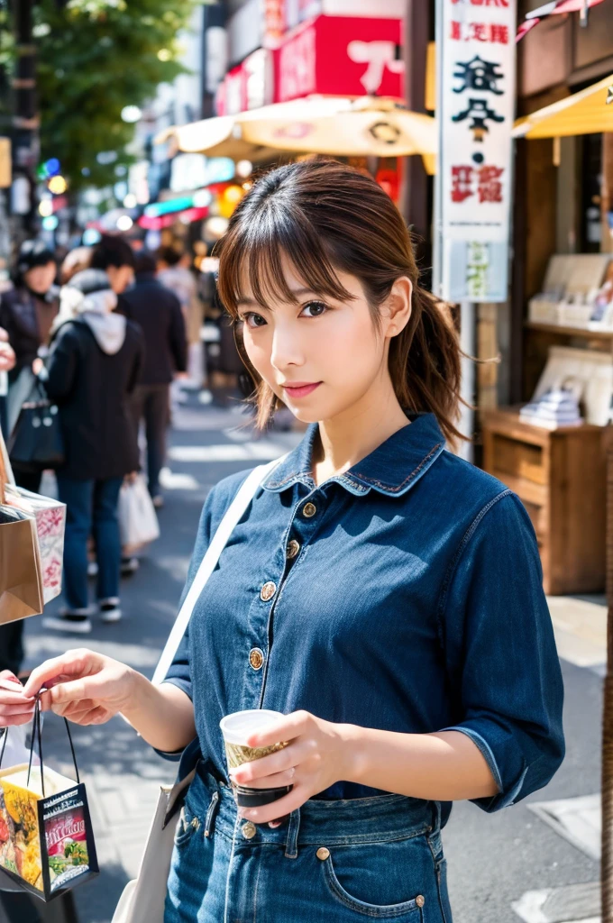 ((Highest quality)), ((masterpiece)), (detailed), Japanese,Street Corner,Beauty,Shopping,Tokyo,Mature Woman,50th Generation