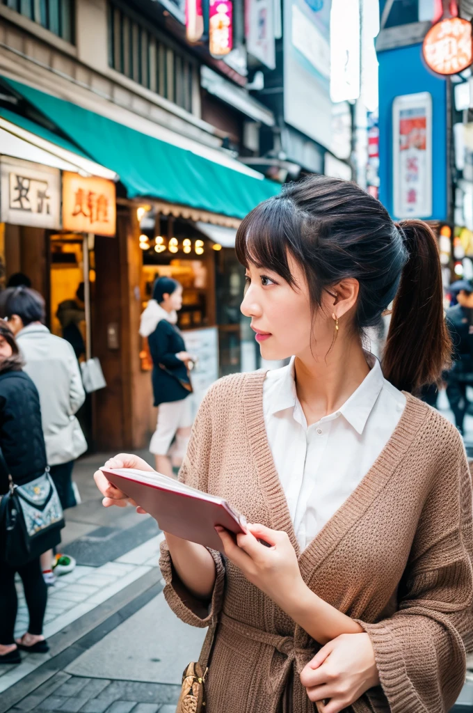 ((Highest quality)), ((masterpiece)), (detailed), Japanese,Street Corner,Beauty,Shopping,Tokyo,Mature Woman,50th Generation