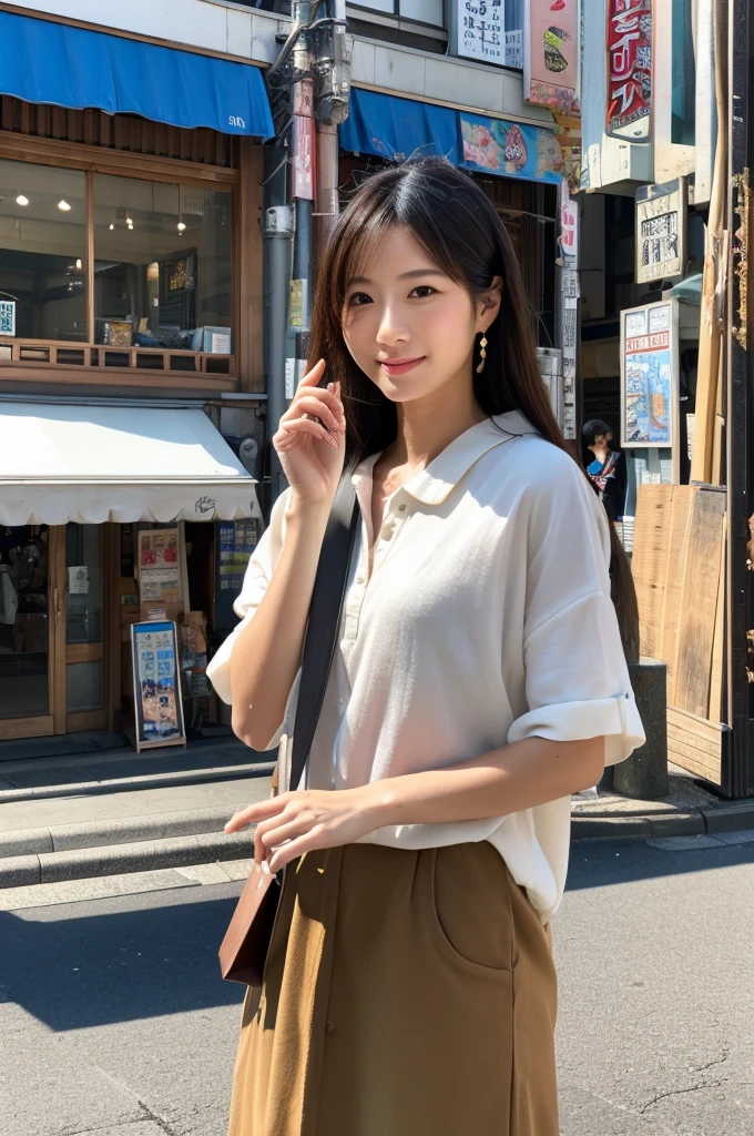 ((Highest quality)), ((masterpiece)), (detailed), Japanese,Street Corner,Beauty,Shopping,Tokyo,Mature Woman,50th Generation