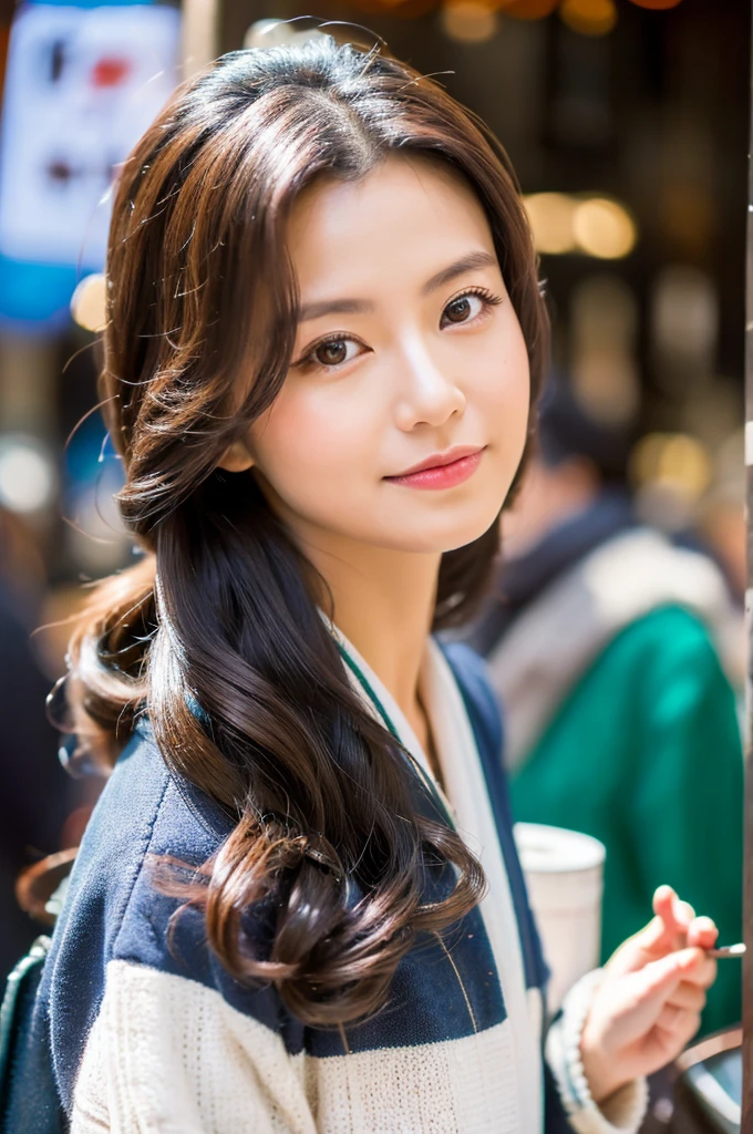((Highest quality)), ((masterpiece)), (detailed), Japanese,Street Corner,Beauty,Tokyo,Mature Woman,40s