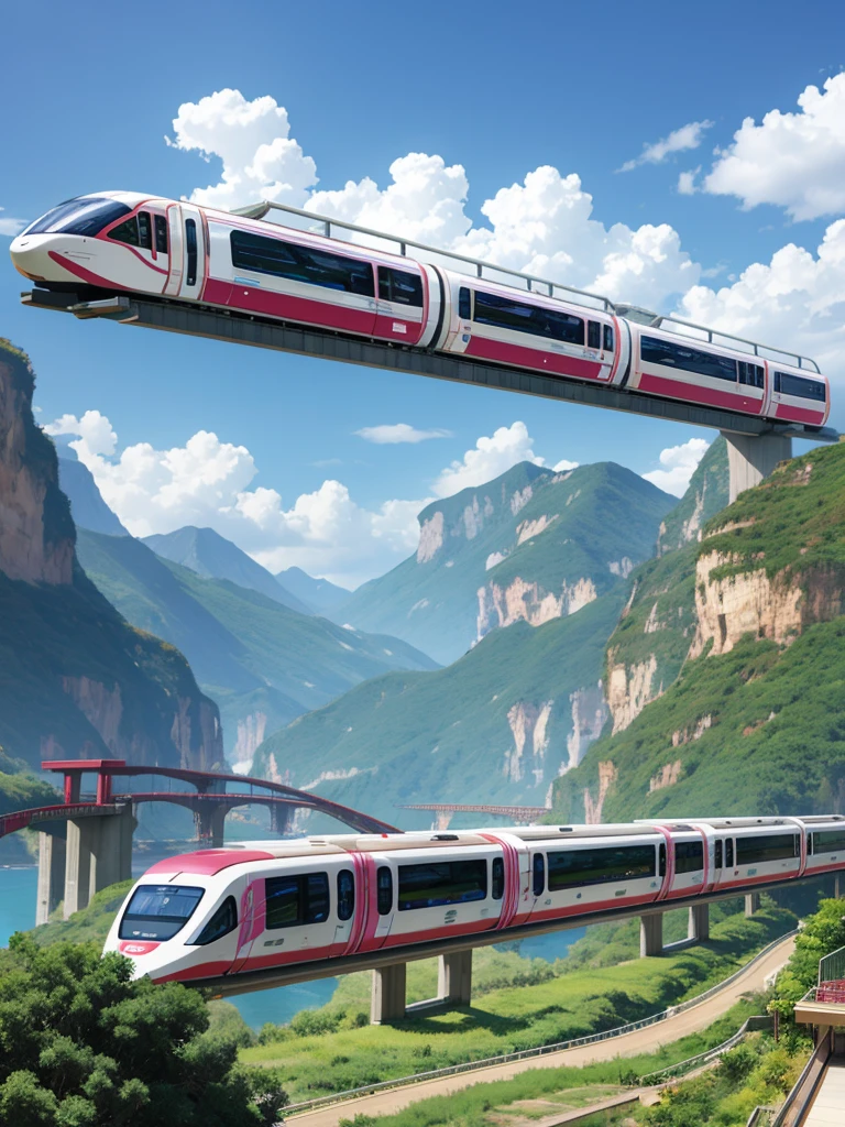 Generate an anime fantasy style monorail