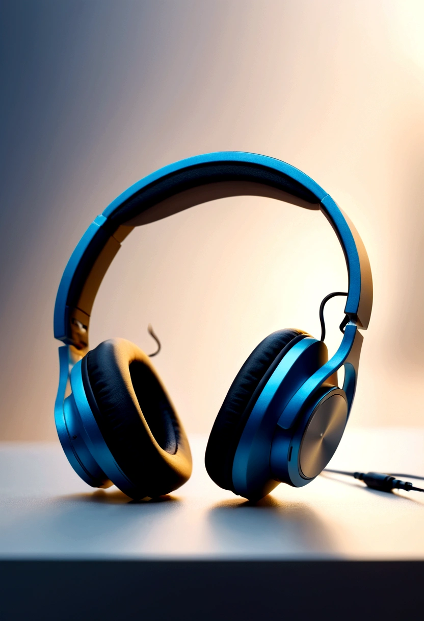 headphones, in a bright atmosphere, headphones минималистичные, minimalistic style, стильный design, cold haze, design, light blurred background, headphones