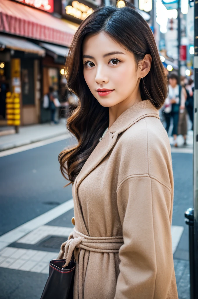 ((Highest quality)), ((masterpiece)), (detailed), Japanese,Street Corner,Beauty,Tokyo,Mature Woman,40s