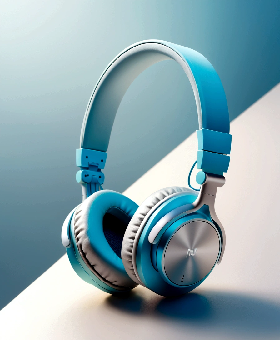 headphones, in a bright atmosphere, headphones минималистичные, minimalistic style, стильный design, cold haze, design, light blurred background, headphones