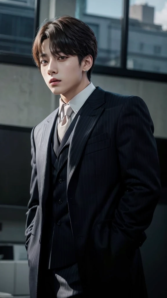 Jungkook from bts in elegant suit, sexy and masculine