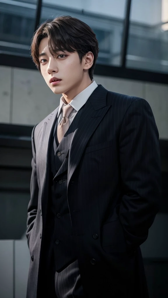Jungkook from bts in elegant suit, sexy and masculine