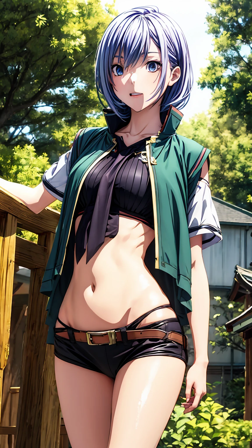 Super detailed、Particles of light:0.5、Beautiful Eyes、dorsal position、Mouth half open、Natural Texture、Mature slender beauty、Belly button、Slouch at the middle waist、Showing the groin、、Small breasts、luna (Luna) - Isekai de Cheat Skill wo Te ni Shita Ore wa, The Genjitsu World is a place for people to gather: Level Up wa Jinsei wo Kaeta (I got cheat abilities in another world、Warriors in the real world ～Leveling up has changed my life～)
