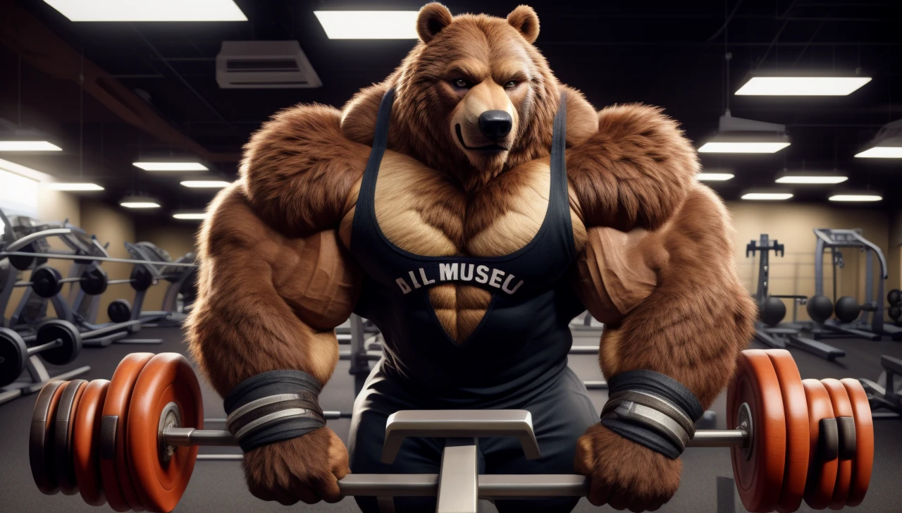 handsome guy, realistic, male focus, masculine, male, 1boy, european Brown bear, facial hair, (ultra_realistic), upper body, broad shoulder, black tank top, huge muscular_male, indoors, fitness room, gym, look looking at viewer,, (masterpiece,best quality:1.5)