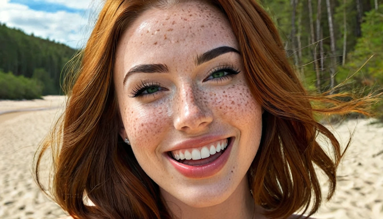 (alot cumhair:1.8), (alot cum on face:1.8), (flat chest:1.5), (upper body), (dimples:1.4), (blue eyes), (happy face:1.2), (breasts toward to camera), (Detailed Lips contour:1.3), (Detailed pointy nose:1.2), (erect nippnes:1.4), (thin eyebrows:1.6), (skinny body:1.4), (detailed skin), (detailed face:1.6), (facial detail:1.4), (thin shoulders:1.4), (detailed thick lips:1.4), (hair bob cut:1.5), (tousled hair:1.7), (dark ginger hair), perfect shadows, (Cute:1.6), (4k, extreme detailed, 8k detailed, hq, high quality:1.9), (thin narrow waist:1.6), (detailed freckles:1.5), (Small body:1.7), (Small breasts:1.6), (Naked:1.4), masterpiece, best quality, highly detailed, detailed face, (18 years old girl:1.6), (innocent look:1.5), (green forest background:1.4), photorealism, topless, Asian-Less2-Neg, BadDream, Russian girl 18 years old licking dick, slutty, ((realistic penis)), ((selfie photo)), (((licking))), detailed eyes, (sunny day on beach), sunny, mouth open, skin pores, HD, full lips, extreme mouth detail, ultra realistic freckles, detailed skin, realistic skin, High Res, 4k, ultra-detailed, ultra high res, 8k uhd, dslr, high quality, detailed skin texture masterpiece, Ultra realistic, natural skin tone, high definition, ((sexy smile)), ((big white penis)), sidefellatio, fellatio, 1boy, easynegative, lickingoral, (white cum in mouth:.8), cumhair, cumshot,