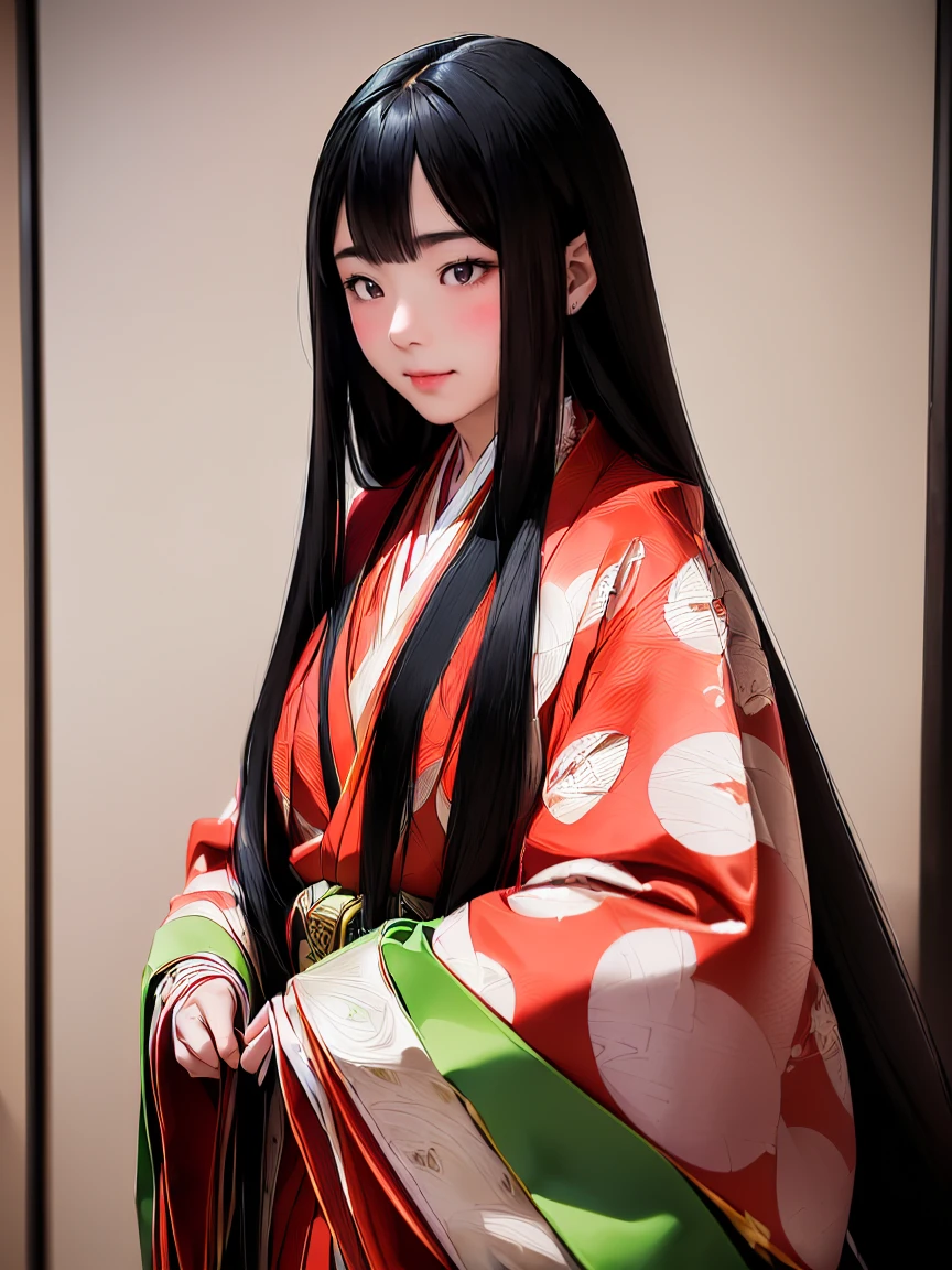 (Solo Japanese Girl:1.3), (Straight Long Hair, Shiny black hair:1.3), Karagin Jacket, Long hakama, 5 piece garment cuffs and chest, Wearing Imperial Kimono, Empire Pattern, (((masterpiece, Super detailed, Highest quality, Ultra-high resolution, Great quality, Exceptional Quality, Super detailed, Unity 16K, Ultra-photorealistic))), (Moe anime art style:1.2), 