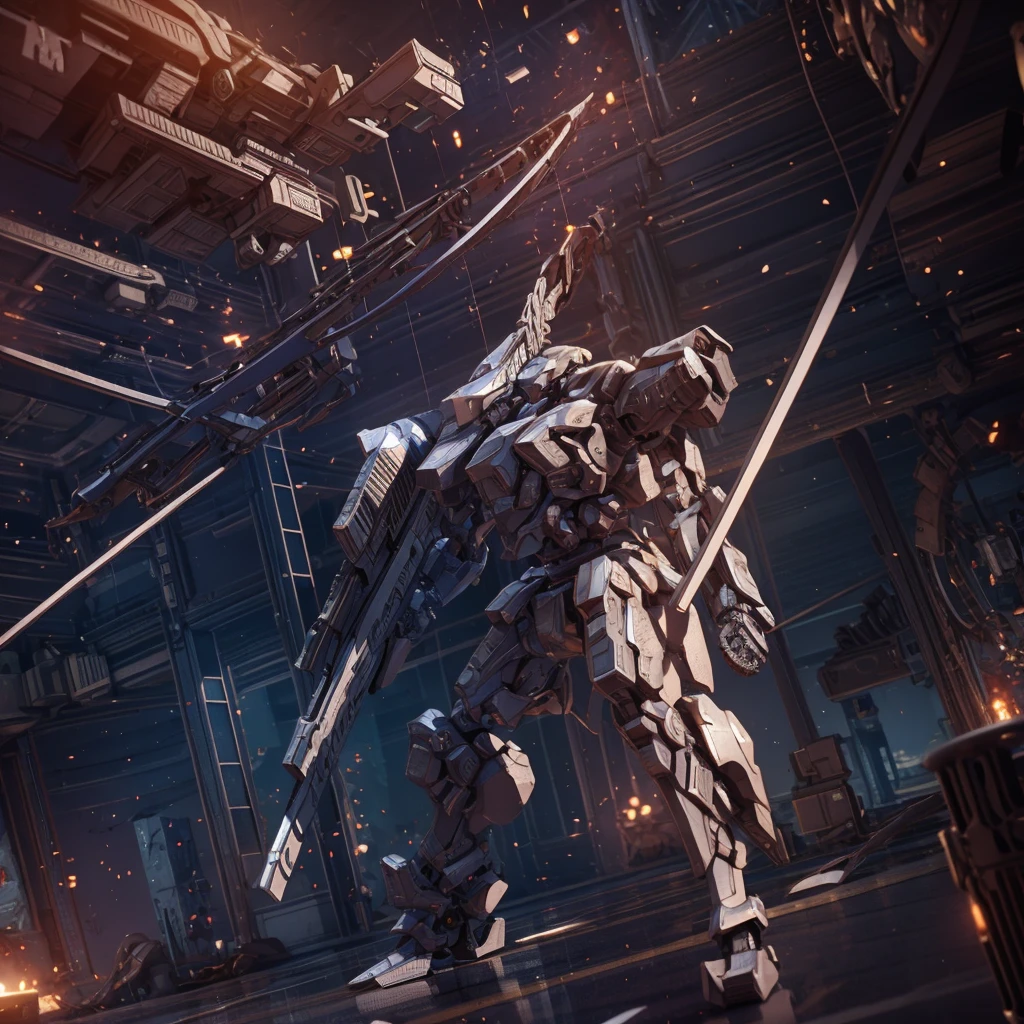 Obra de arte, melhor qualidade:1.7)Mech white and rusty, médio, segurando uma sniper grande. Realistic, Extremely detaild, 4K UHD, HDR, naturallight, cinematic lighting, masterpiece-anatomy-perfect, ultra HD, Space Combat, Battlefield, RAW photo, metallic, ultra-fine painting, perfect body proportions, anatomically correct, real texture material, Anti-Aliasing, TXAA, SSAO, Post Processing, Post Production, Tone Mapping, CGI, VFX, SFX, Hyper maximalist, ultra photorealultra-detailed intricate details.