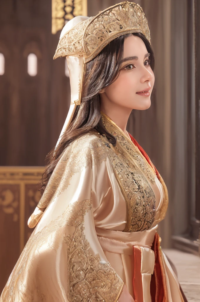 ((Highest quality)),(Ultra-high resolution),(Very detailed),(Detailed Description),((The best CG)),(A masterpiece),Ultra-detailed art,Amazing drawing art,(Fantasy art with intricate detail:1.5), (1 female pope:1.5),(Beautiful and well-proportioned face:1.5),Compassionate eyes:1.5,A reassuring smile:1.5,(Bright Eyes:1.5),(Shiny Hair:1.6),(Silk robes with attention to detail:1.6),,((A gorgeous mitre with intricate detailing:1.6)),:1.4,Rosary around the neck:1.3,