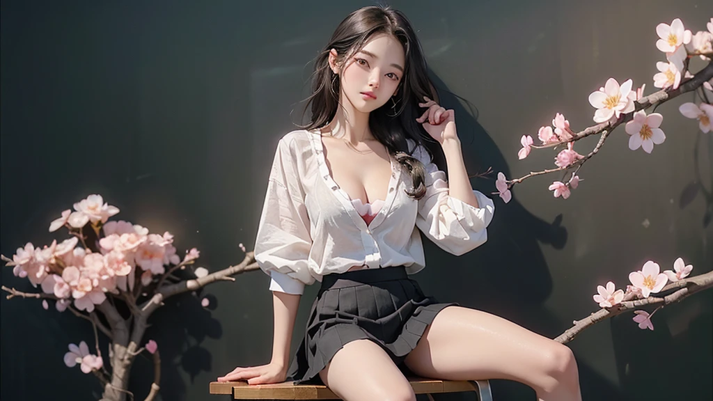 8K、RAW Photos、Highest quality、Super detailed、Super Resolution、Ultra HD、8K壁紙、Amazing details
(One girl), Brown eyes, (expensively detailed eyes, expensively detailed face), (Surreal, expensivet resolution), (Highest quality:1.4), (expensive , Pleated mini skirt:1.2), model, Fascinating, Majestic, indoor, School, classroom, sunset, alone, (Heart shape written in chalk on a blackboard:1.3), Tears welled up in her eyes, (cherry blossoms, 踊るcherry blossoms),
(Emphasize cleavage)