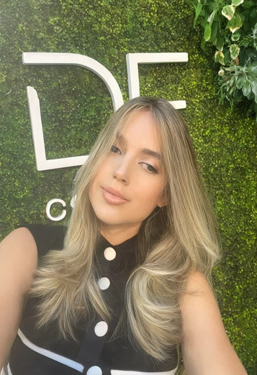 blonde woman with long hair posing in front of a wall of green grass, nodded, Devon cady-lee, frontal image, blondes create, brunette with dyed blonde hair, olivia de bernardinis, adriana dxim, balayage, profile image, blonde and silver hair, david rios ferreira, Marisha Becker, fernanda suarez