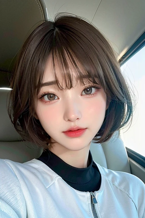 highest quality、masterpiece、ultra high resolution、(real:1.4)、Beautiful woman1、Beautiful details of eyes and skin、light brown short cut hair、small smile、latest space suit、space station、spaceship、Remains、cloudy sky、