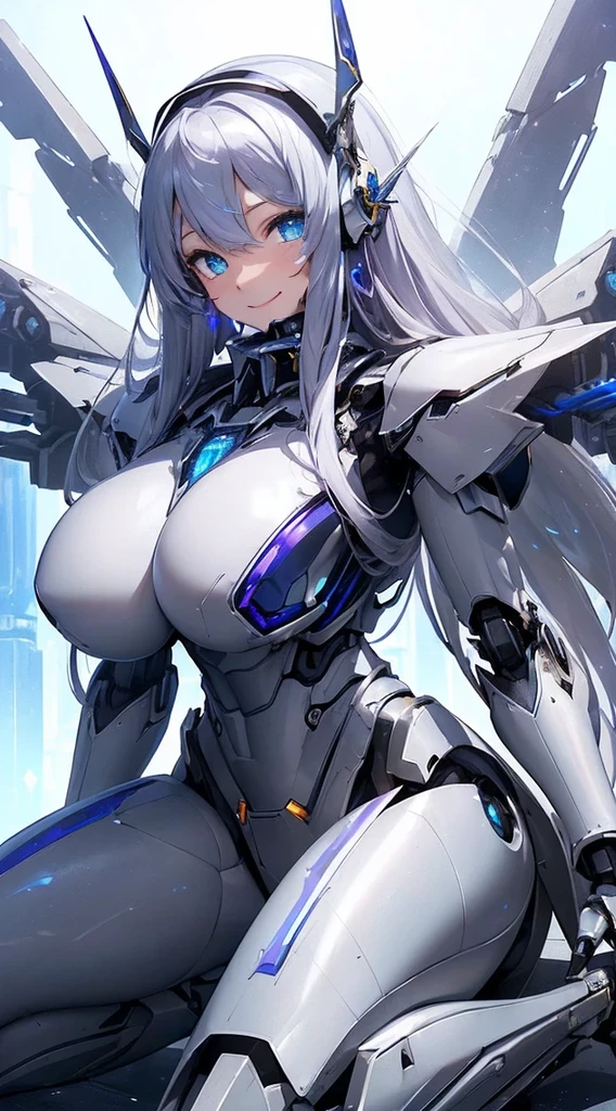 Blue shining mechanical eyes、A kind smile