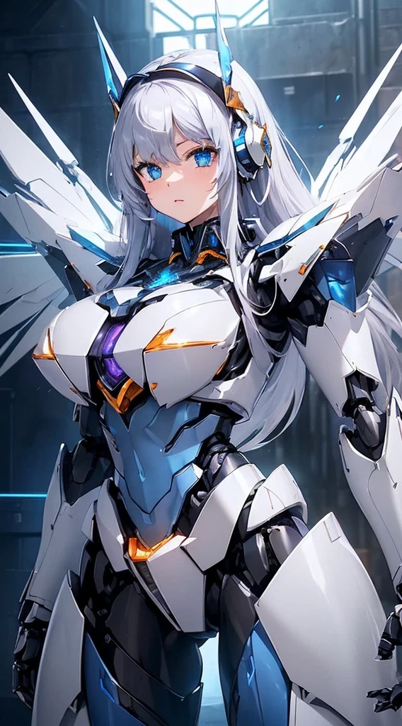 Blue shining mechanical eyes
