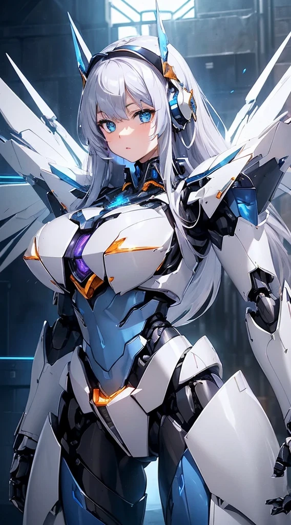 Blue shining mechanical eyes