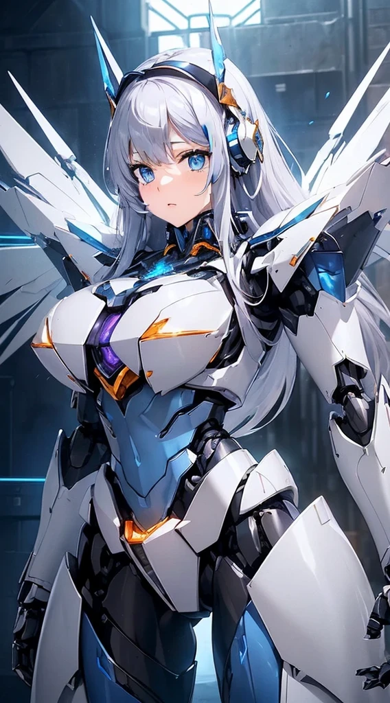 Blue shining mechanical eyes