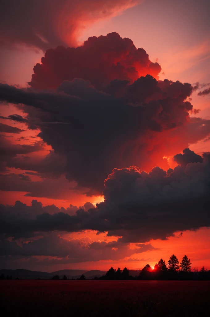 Red clouds emerge from the darkness