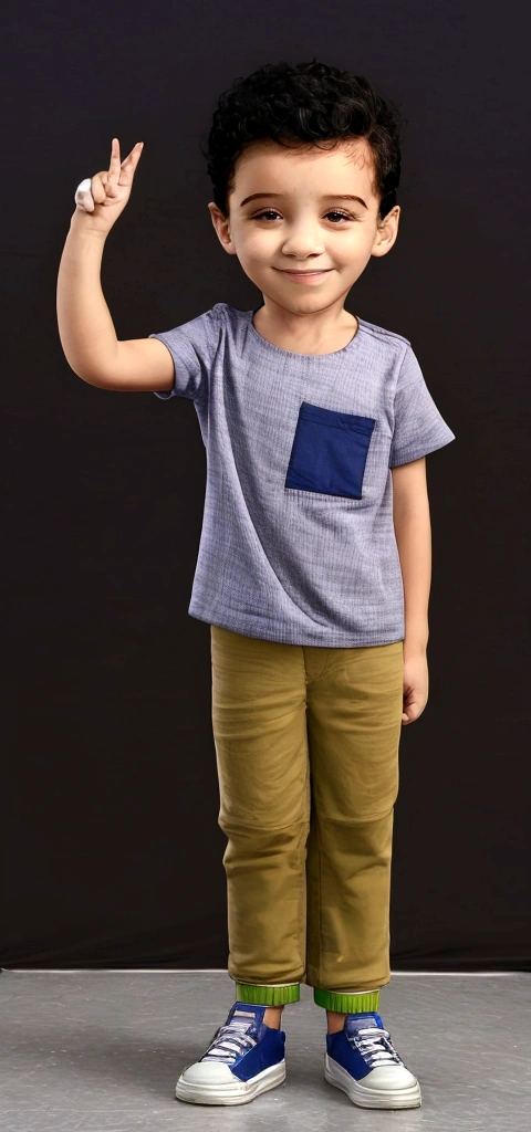 Treatment, solo boy in casual outfit school background, boy standing looking at camera and smiling, wall with alphabet