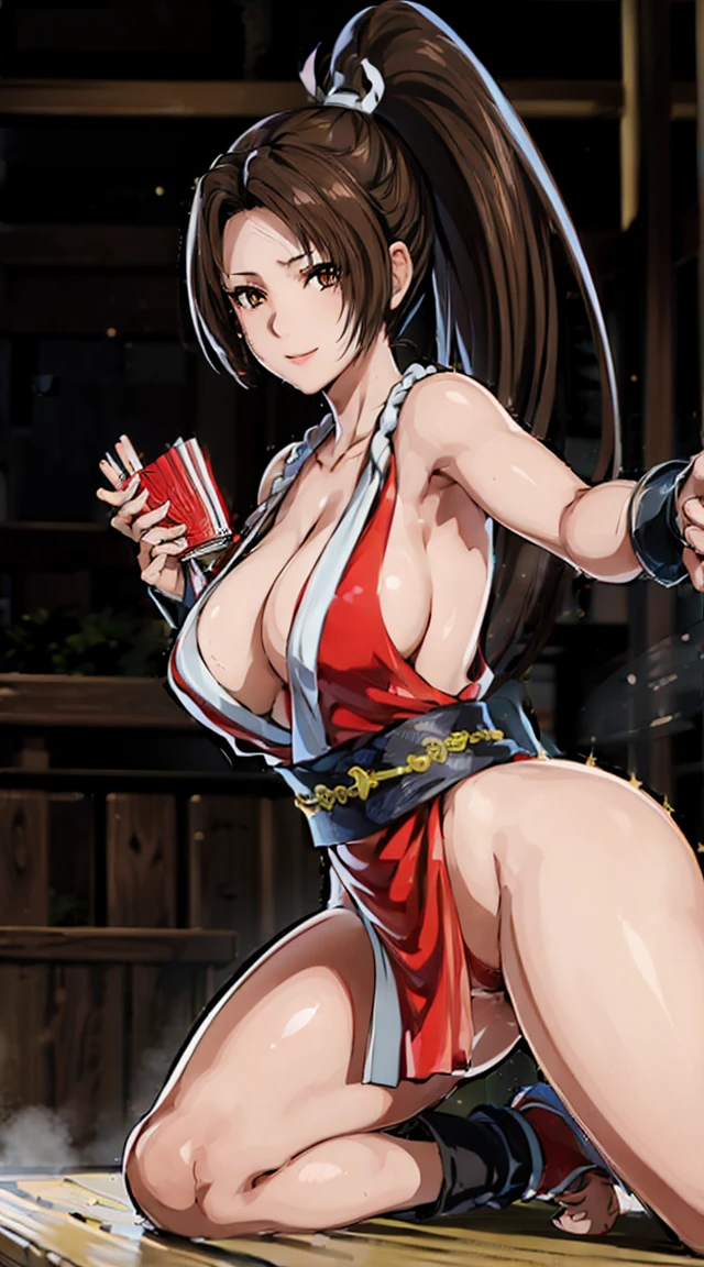 (((Intense action pose:1.6)))、((8K)), ((32k)), ((Highest quality)), ((masterpiece)), ((超High resolution)), ((Tmasterpiece)), (((head shot:1.6)))、((8K)), ((32k)), ((Highest quality)), ((masterpiece)), ((超High resolution)), Fine skin、女性1 person、pink sexy dresses、((Mai Shiranui:1.2)), Expose your shoulders、Brown Hair, Brown eyes, Long and high ponytail, hair band, 1 person、Captivating smile, 25 years old, Japanese Mature, beautiful指, beautiful長い脚, beautiful体, beautiful鼻, beautifulキャラクターデザイン, Perfect Eyes, Perfect Face, jewelry, hair ornaments, king of fighters,((Large Handheld Fan:1.6))、
(Tabletop, Highest qualityの, Highest quality, beautifully、beautiful: 1.2), Very detailed, More detailed,適切な体のProfessionalポーション,Tabletop,Ultra-high quality output images,High resolution,Intricate details,Very delicate and beautiful hair,Realistic photos,dream-like,Professionalの照明,Realistic Shadows,Focus Only,
(Big Breasts:1.2,) , フローティングスカートFine skinの質感, High quality fabric, High quality metallic texture、((Beautiful and dense face))、RAW Photos、Professional, Ultra-fine painting, ((alone)), beautiful胸、Highest quality, Very detailed, Very detailed詳細, Finer details, so beautiful,(Five Fingers, Four fingers and thumb),Concept Art, Anime fantasy artwork, Detailed fantasy art,8KHigh resolution, Detailed Art, 8 Slim legs, Defined, Defined fingers