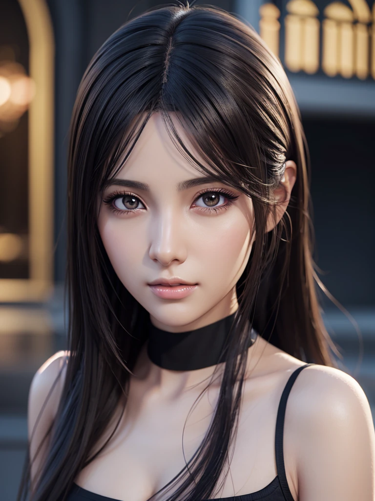 realistic arabic style woman with long hair and black top,  photorealistic anime girl render, 8k portrait rendering,  smooth anime cg art, realistic young anime girl, realistic, xue ying, photorealistic anime, beautiful realistic face, hyper realistic anime, stunning anime portrait, realistic beautiful face