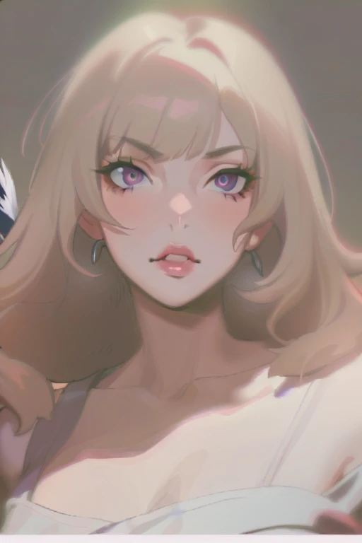 {{{sincos (sincos), Kuvshinov ilya (Kuvshinov ilya), no human}}}, 1 girl, 1 bird, short hair, purple, lips slightly parted, looking at viewer, beautiful face, bird sitting on shoulder, blank background, white background.