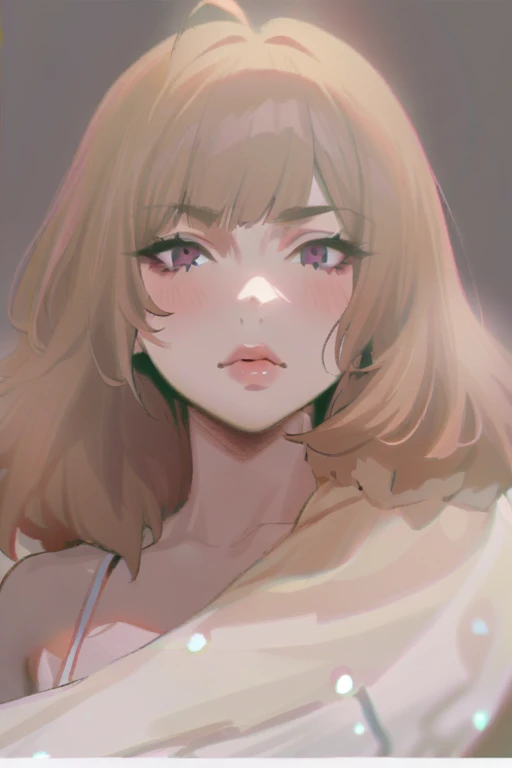 {{{sincos (sincos), Kuvshinov ilya (Kuvshinov ilya), no human}}}, 1 girl, 1 bird, short hair, purple, lips slightly parted, looking at viewer, beautiful face, bird sitting on shoulder, blank background, white background.