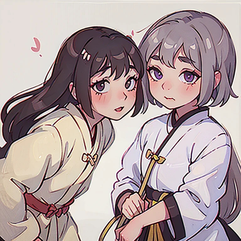 ( Best Quality, ancient china), loose hair, Brown hair, tender lilac eyes, yellow hanfu