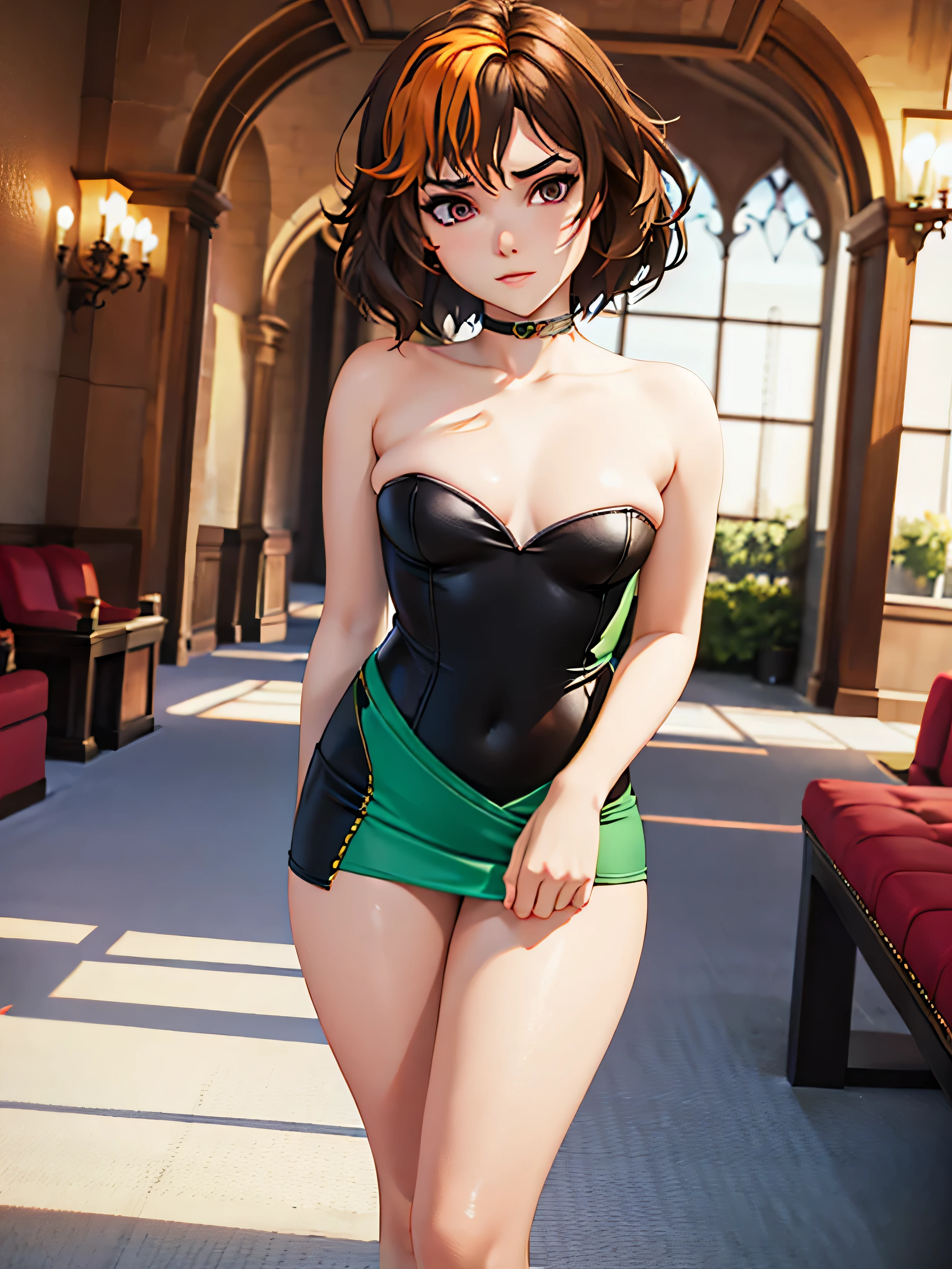 merula, thighs, tonified legs, solo girl, opentoeNYX, wide hips, small breast, strapless dress